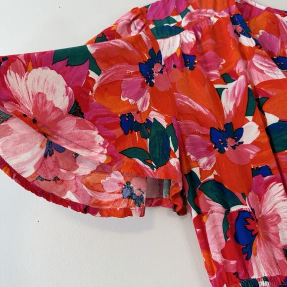 Anthropologie Abel The Label High Low Dress Women's Medium Floral Pink Tropical - Picture 8 of 14